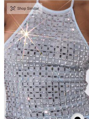 AKIRA LILA EMBELLISHED MOCK NECK MESH TOP Size MM